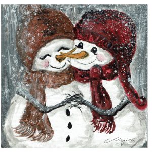 Weihnachts-Klapp-Postkarte Schneemänner